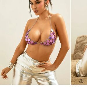 Fashion Nova Purple and Silver Bra
